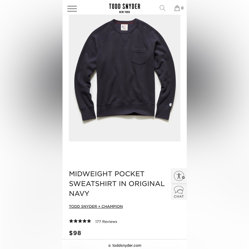 Todd Snyder x Champion crewneck sweatshirt. Navy. Medium. Good condition.